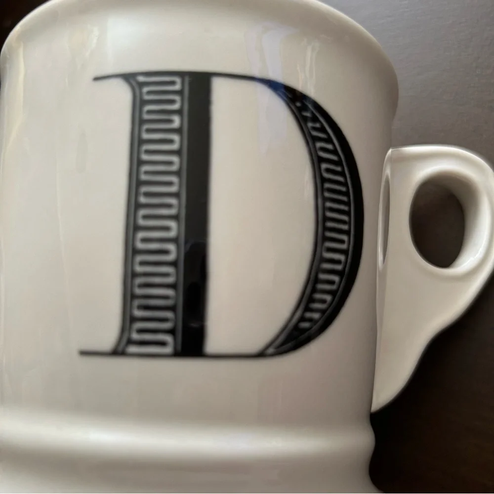 Anthropologie D Initial Mug black white coffee monogram